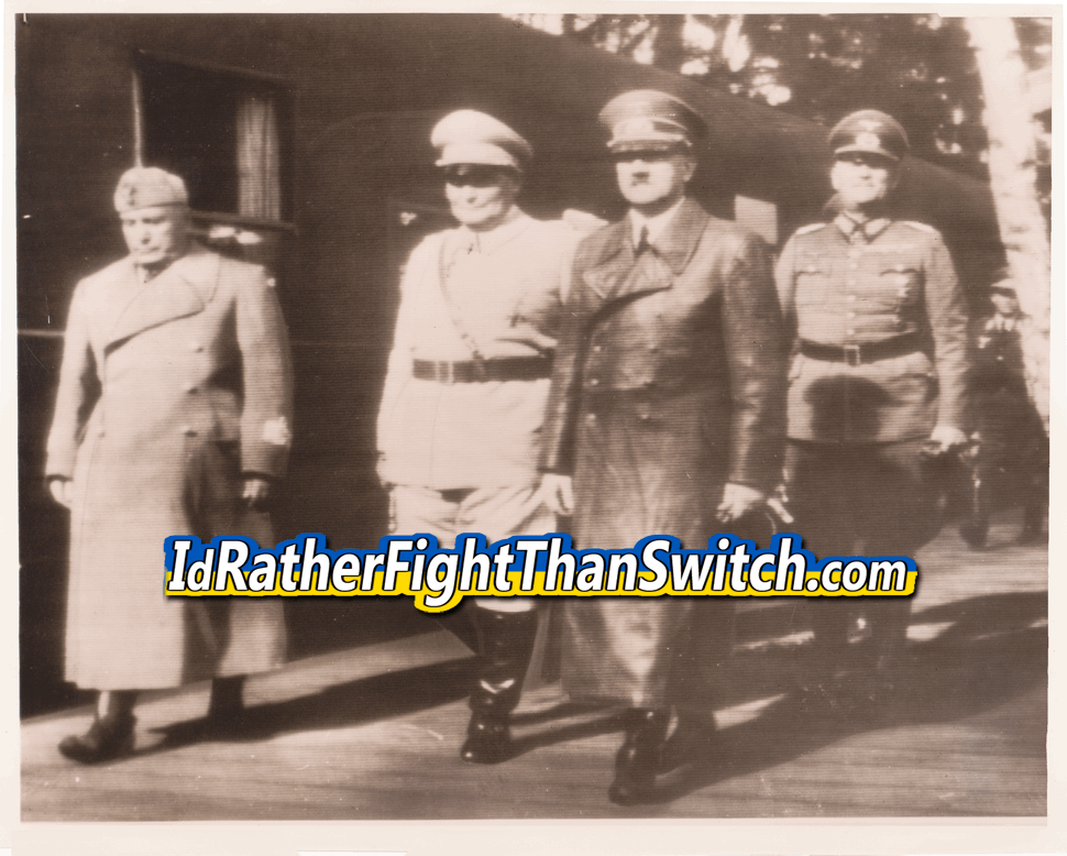Hitler, Goering, Keitel, and Mussolini